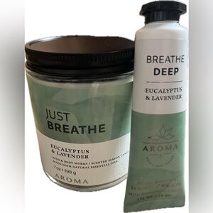 Bath & Body Works Eucalyptus & Lavender Candle and Hand Cream Set